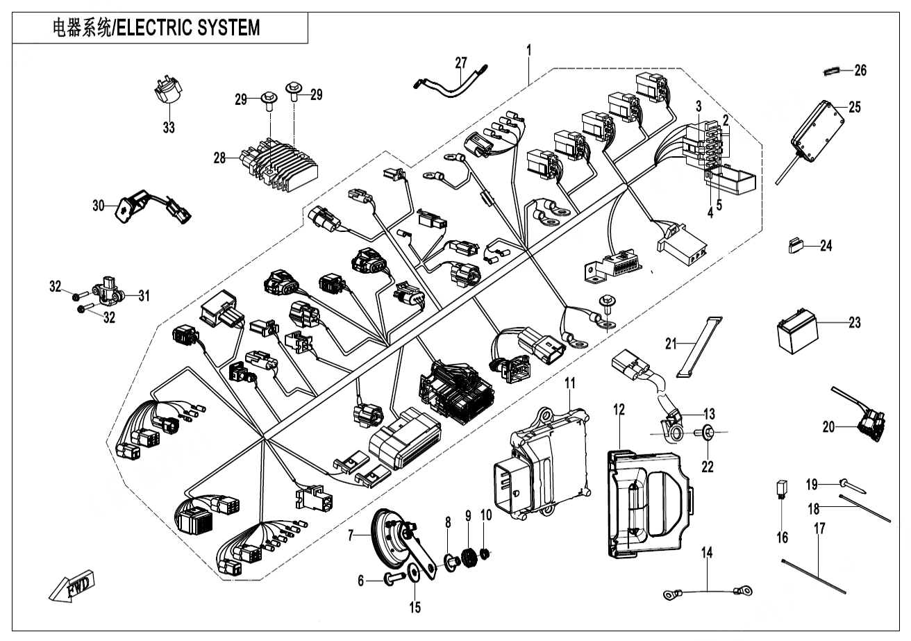 2024 春风 CL-C 450CLC 单座 电器系统 ELECTRIC SYSTEM exploded diagram