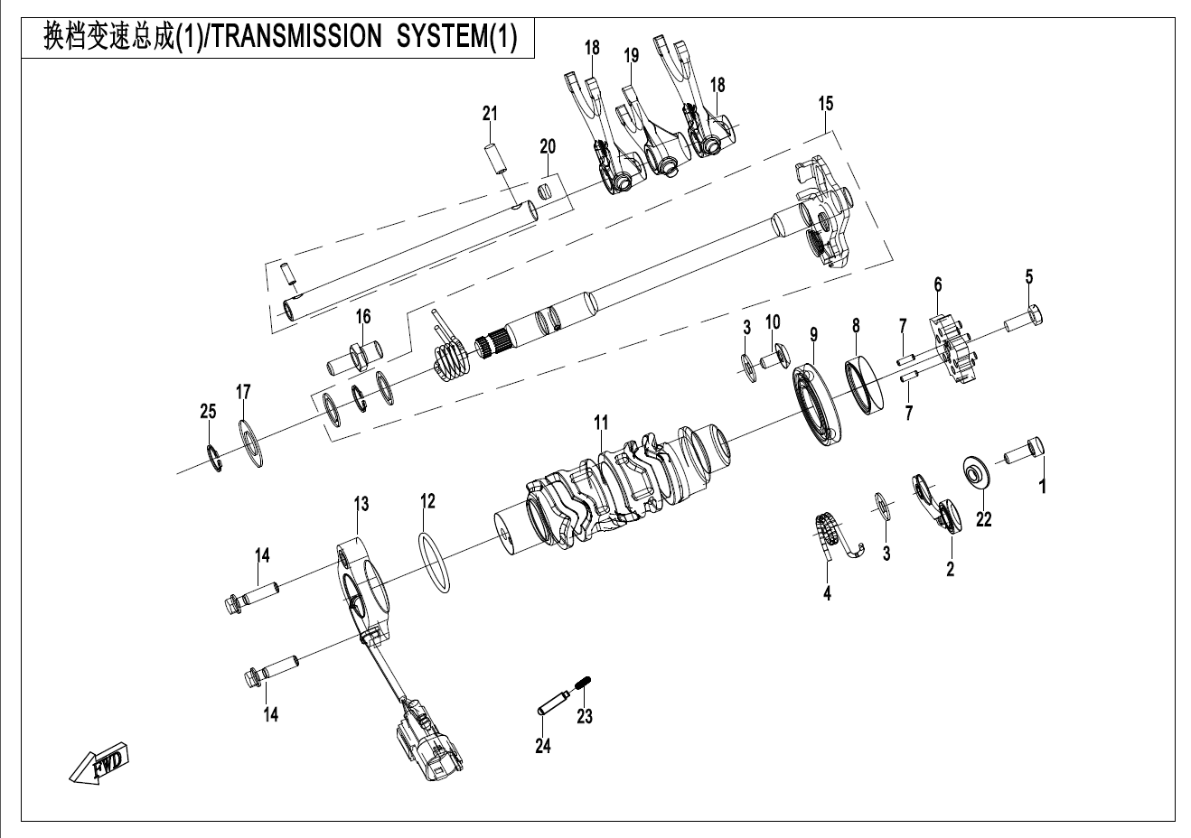 2025 春风 CL-C 450CLC 单座 换档变速总成(1) TRANSMISSION SYSTEM(1) exploded diagram