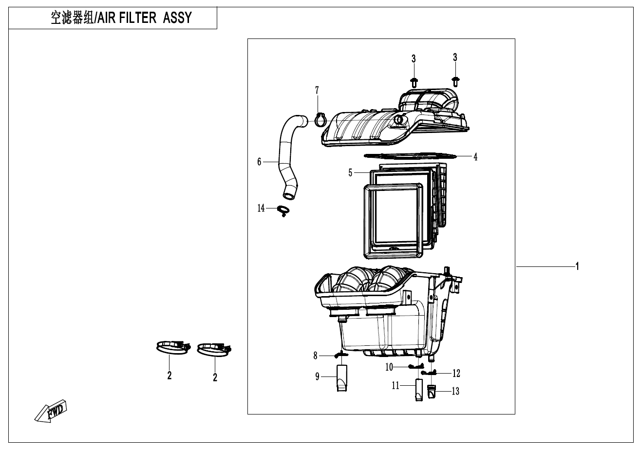 2025 春风 CL-C 450CLC 单座 空滤器 AIR FILTER exploded diagram