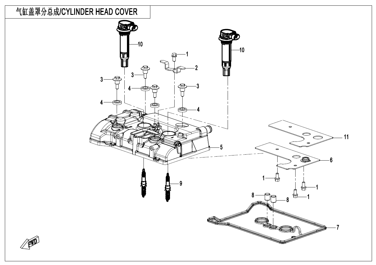 2025 春风 SR 450SR 双摇臂 气缸盖罩分总成 CYLINDER HEAD COVER exploded diagram