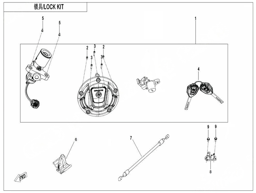 2025 春风 SR 450SR 双摇臂 锁具 LOCK KIT exploded diagram