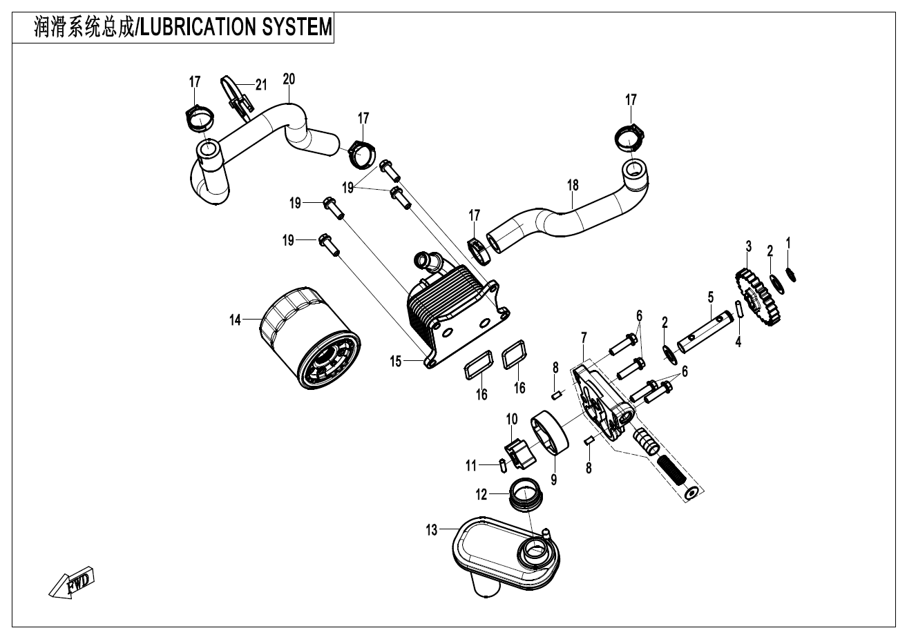 2025 春风 SR 450SR-S 单摇臂 润滑系统总成 LUBRICATION SYSTEM exploded diagram