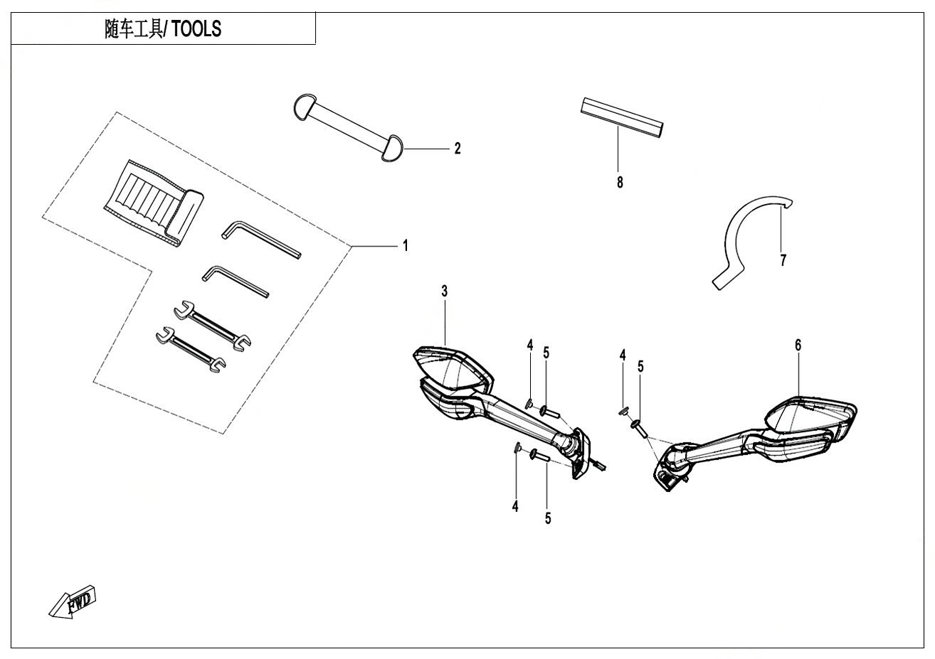 2025 春风 SR 450SR-S 单摇臂 随车工具 TOOLS exploded diagram