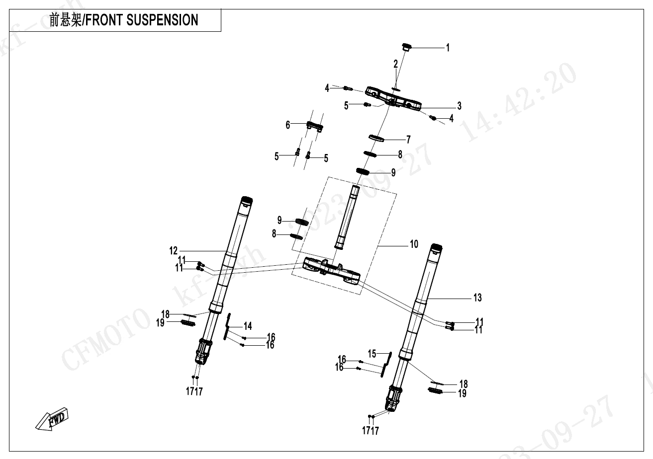 2023 春风 SR 450SR 双摇臂 前悬架 FRONT SUSPENSION exploded diagram