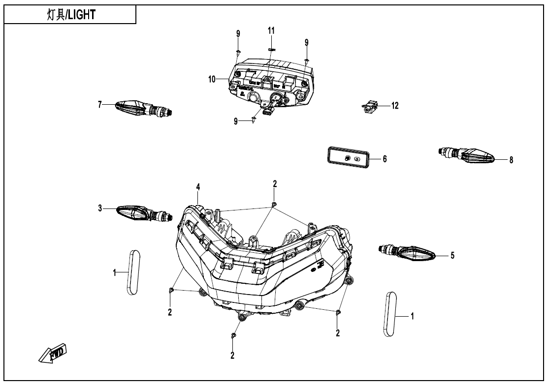2026 春风 MT 1000MT-X 灯具 LIGHTS exploded diagram