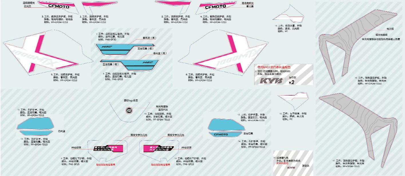 2026 春风 MT 1000MT-X 贴花-(春风蓝) DECAL-(ZEPHYR BLUE) exploded diagram
