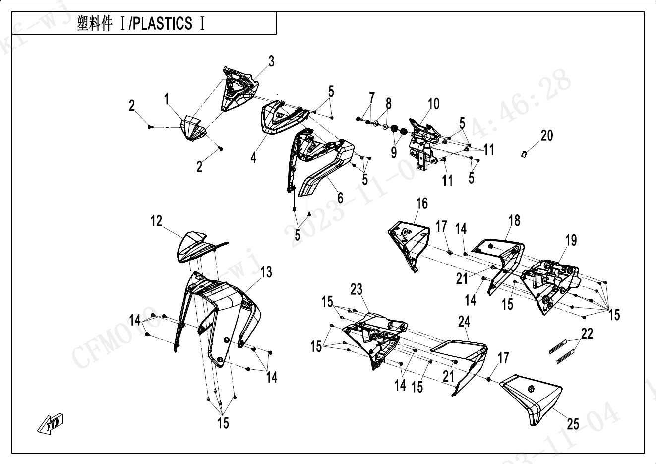 2024 春风 NK 450NK 塑料件1 PLASTICS 1 exploded diagram