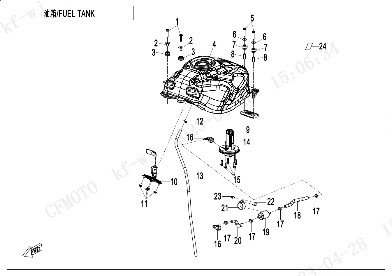 2024 春风 NK 450NK 油箱 FUEL TANK exploded diagram
