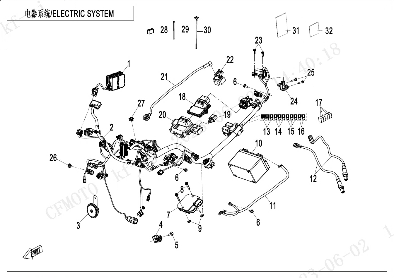 2025 春风 NK 450NK 电器系统 ELECTRIC SYSTEM exploded diagram