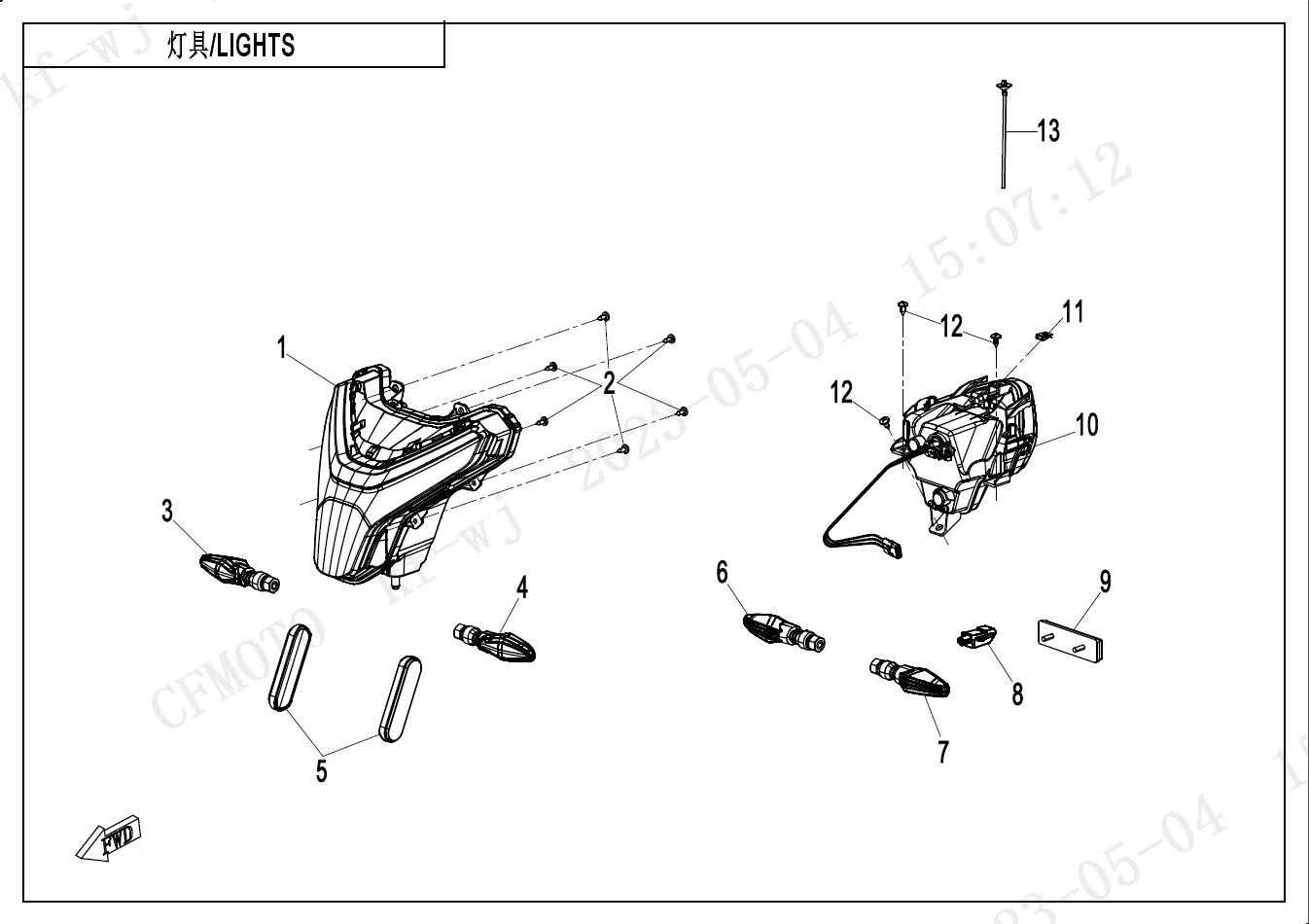 2025 春风 NK 450NK 灯具 LIGHTS exploded diagram
