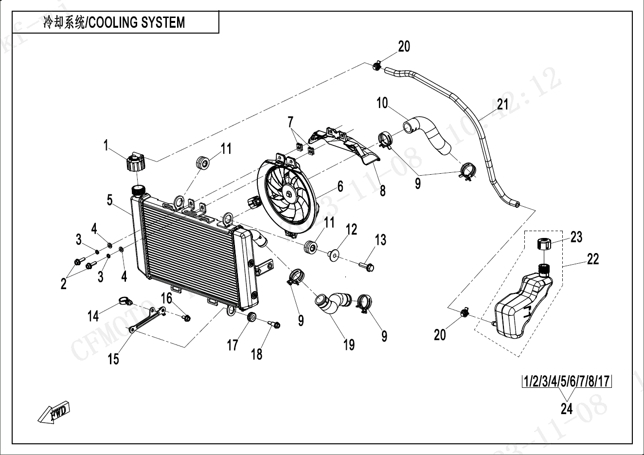 2025 春风 NK 450NK 冷却系统 COOLING SYSTEM exploded diagram