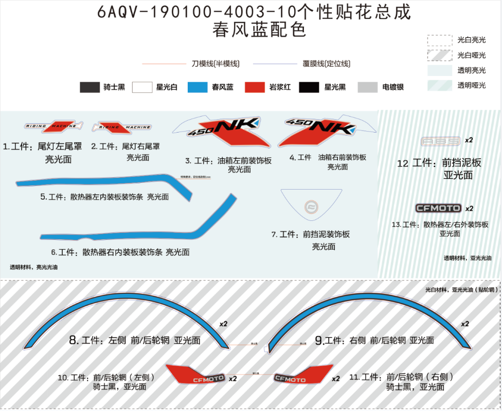 2025 春风 NK 450NK 个性贴花总成(春风蓝) DECAL KITS(ZEPHYR BLUE) exploded diagram