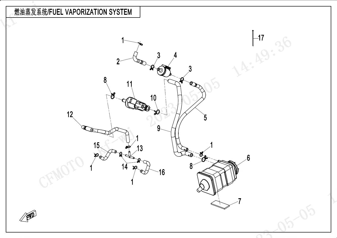 2025 春风 NK 450NK 燃油蒸发系统 FUEL VAPORIZATION SYSTEM exploded diagram