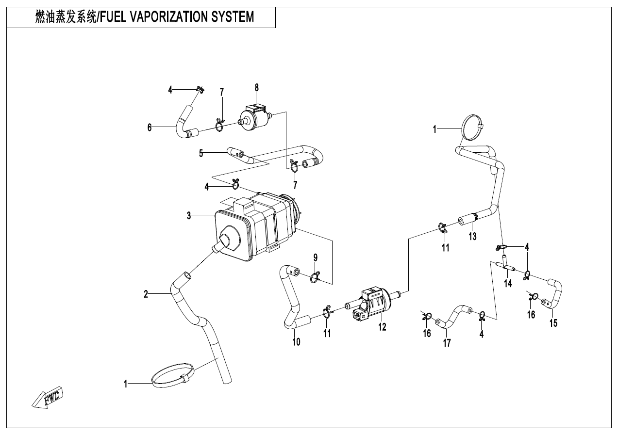 2024 春风 MT 450MT 燃油蒸发系统 FUEL VAPORIZATION SYSTEM exploded diagram
