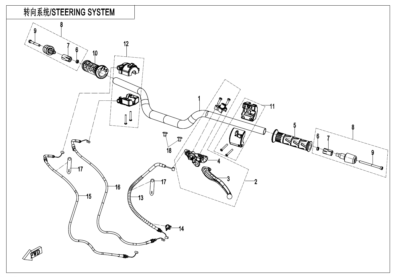 2022 春风 公务车 转向系统 STEERING SYSTEM exploded diagram