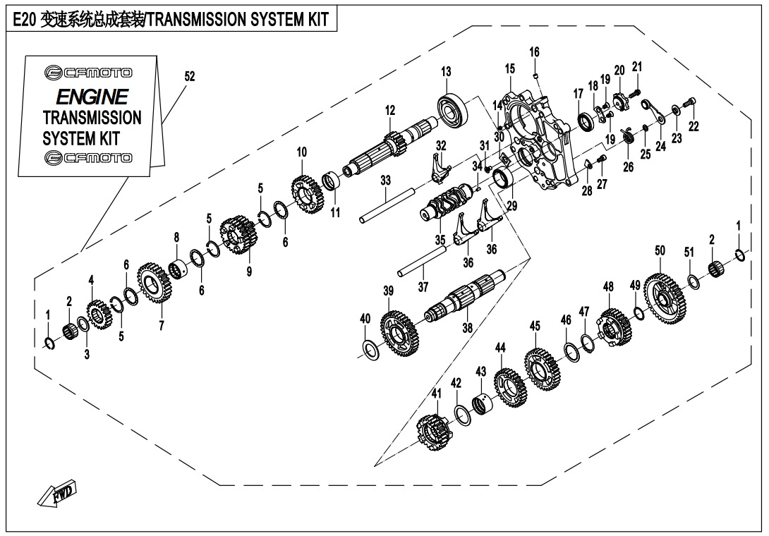 2016 春风 公务车 变速系统总成套装 TRANSMISSION SYSTEM KIT exploded diagram