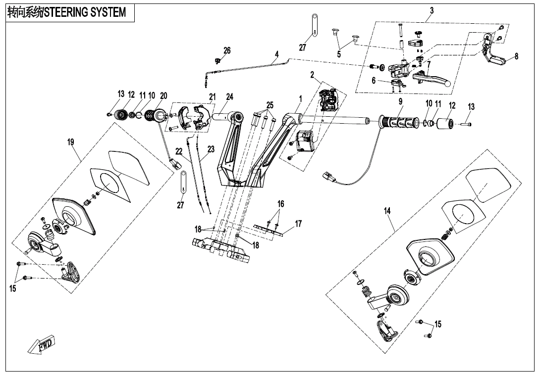 2024 春风 公务车 国宾650 转向系统 STEERING SYSTEM exploded diagram