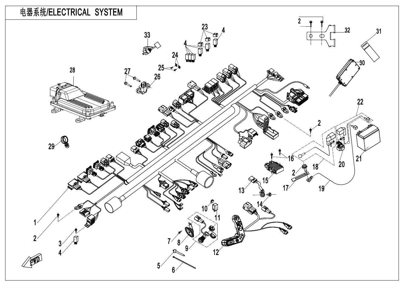 2024 春风 公务车 国宾650 电器系统 ELECTRIC SYSTEM exploded diagram
