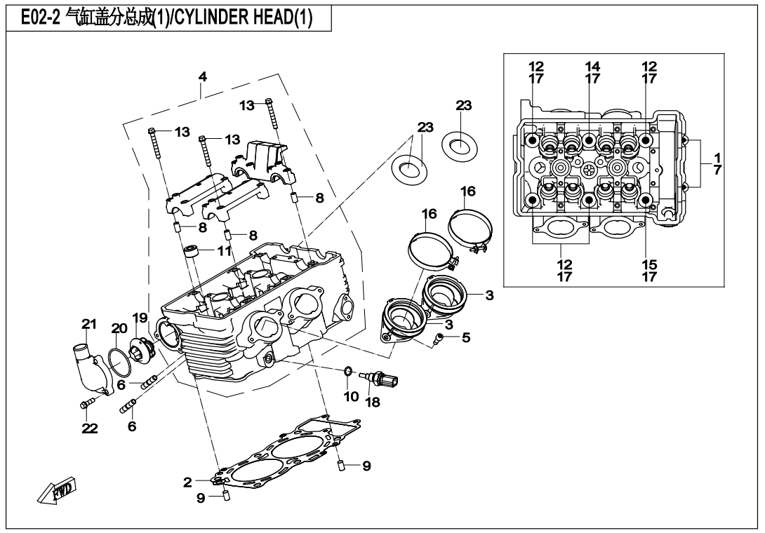 2017 春风 公务车 气缸盖分总成(1) CYLINDER HEAD(1) exploded diagram