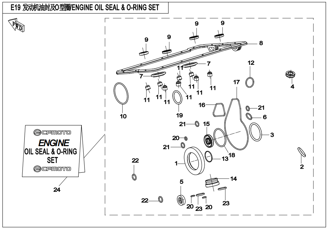2017 春风 公务车 发动机油封及O型圈 ENGINE OIL SEAL & O-RING SET exploded diagram
