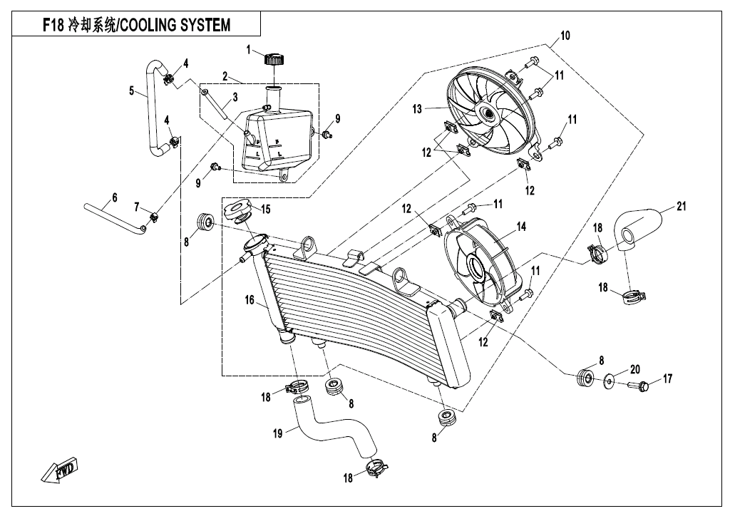2017 春风 公务车 冷却系统 COOLING SYSTEM exploded diagram