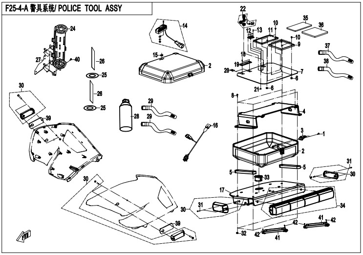 2017 春风 公务车 警具(灭火器+尾箱) POLICE TOOLS exploded diagram