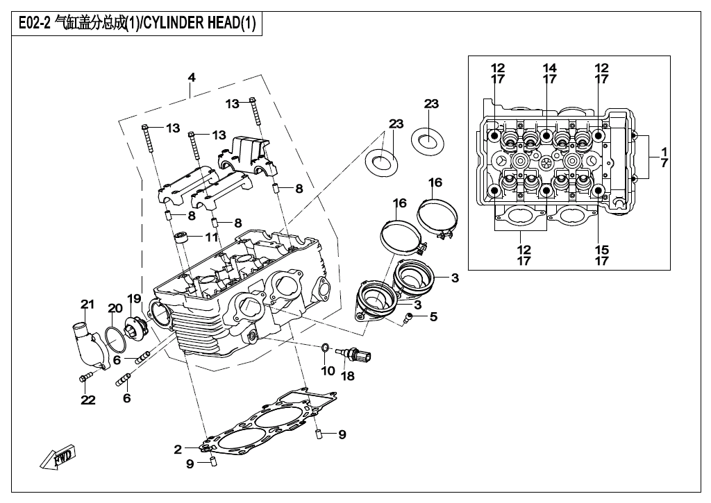 2023 春风 公务车 气缸盖分总成(1) CYLINDER HEAD(1) exploded diagram