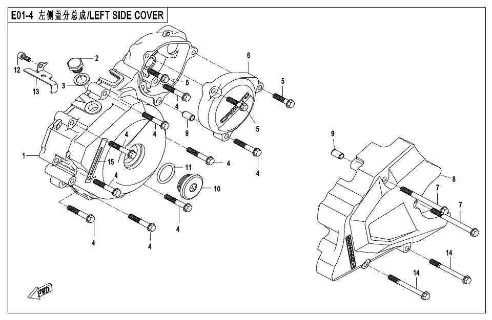 2017 春风 NK 150NK 左侧盖分总成 LEFT SIDE COVER ASSY exploded diagram