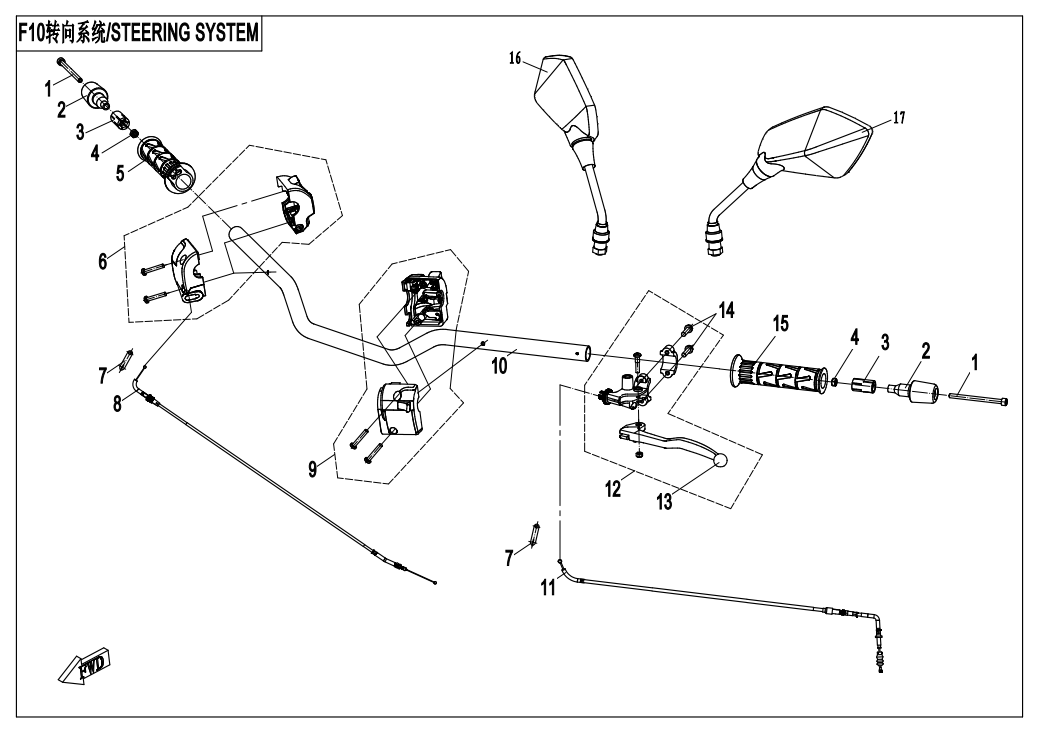 2017 春风 NK 150NK 转向系统 STEERING SYSTEM exploded diagram