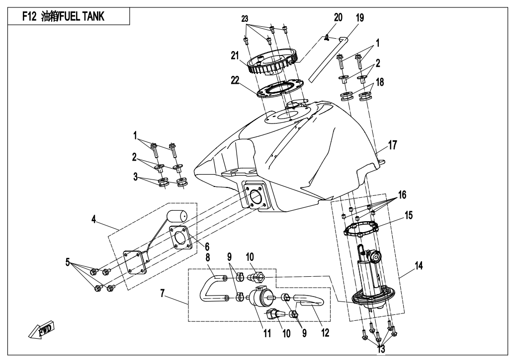 2017 春风 NK 150NK 油箱 FUEL TANK exploded diagram