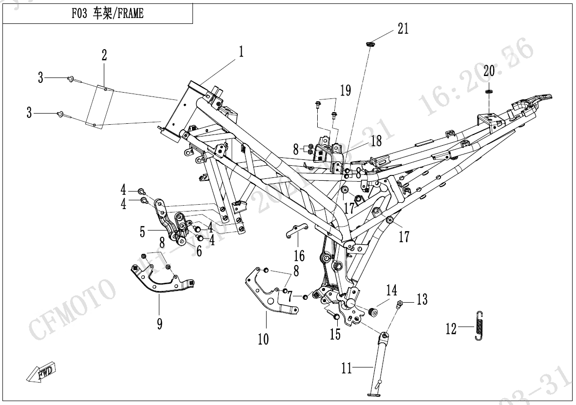 2023 春风 NK 250NK 车架 FRAME exploded diagram