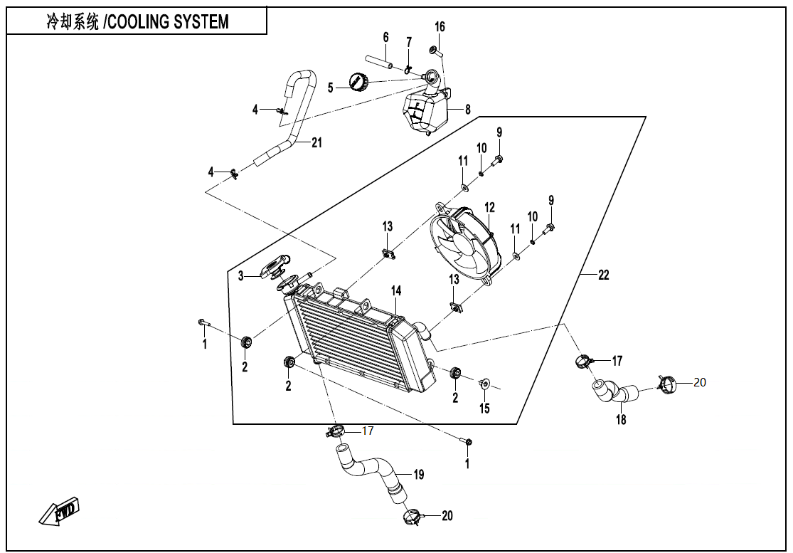 2023 春风 NK 250NK 冷却系统 COOLING SYSTEM exploded diagram