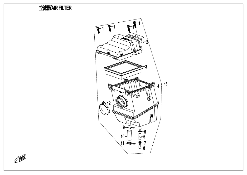 2023 春风 NK 250NK 空滤器组 AIR FILTER exploded diagram