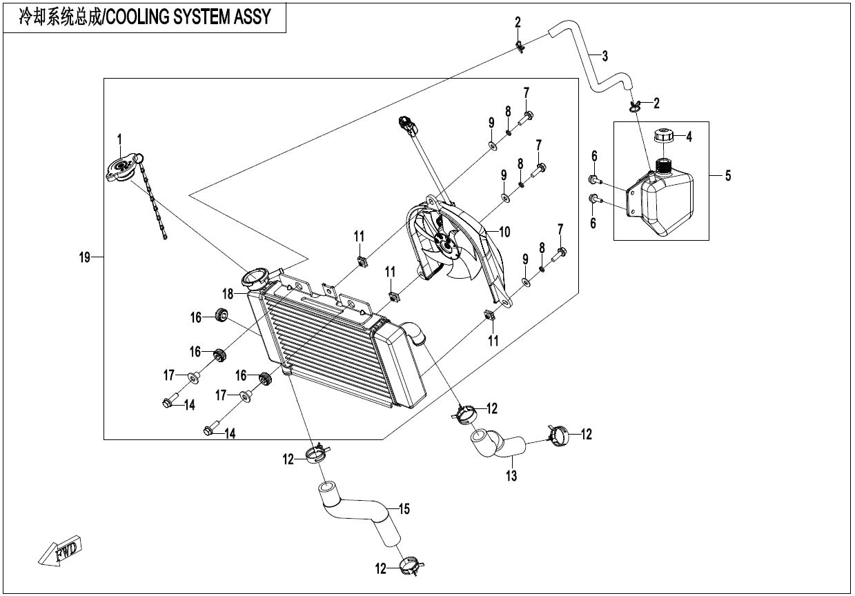2025 春风 SR 250SR 冷却系统 COOLING SYSTEM exploded diagram