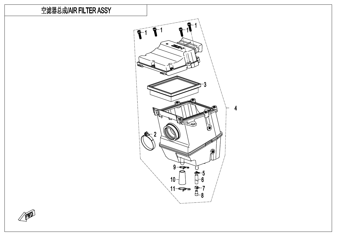 2025 春风 SR 250SR 空滤器 AIR FILTER exploded diagram