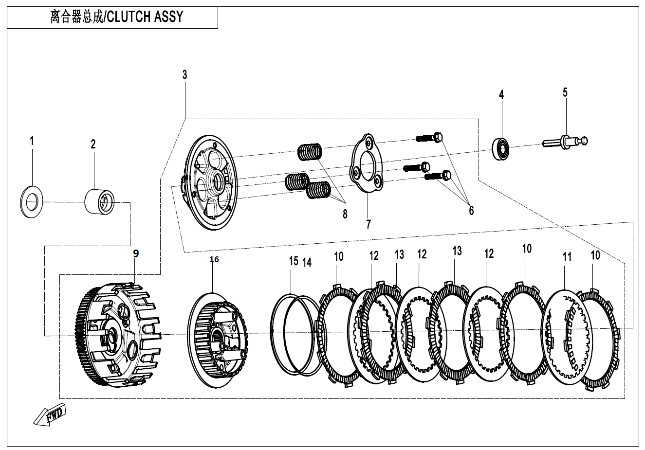 离合器总成(滑动离合-FCC) CLUTCH(SLIPPING CLUTCH -FCC )