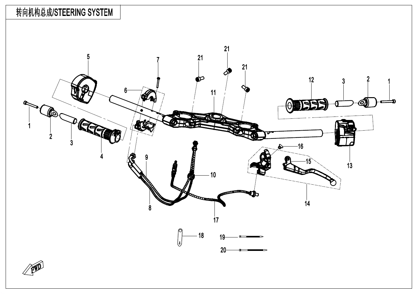 2025 春风 SR 250SR-S 冠军版纪念版 转向系统 STEERING SYSTEM exploded diagram
