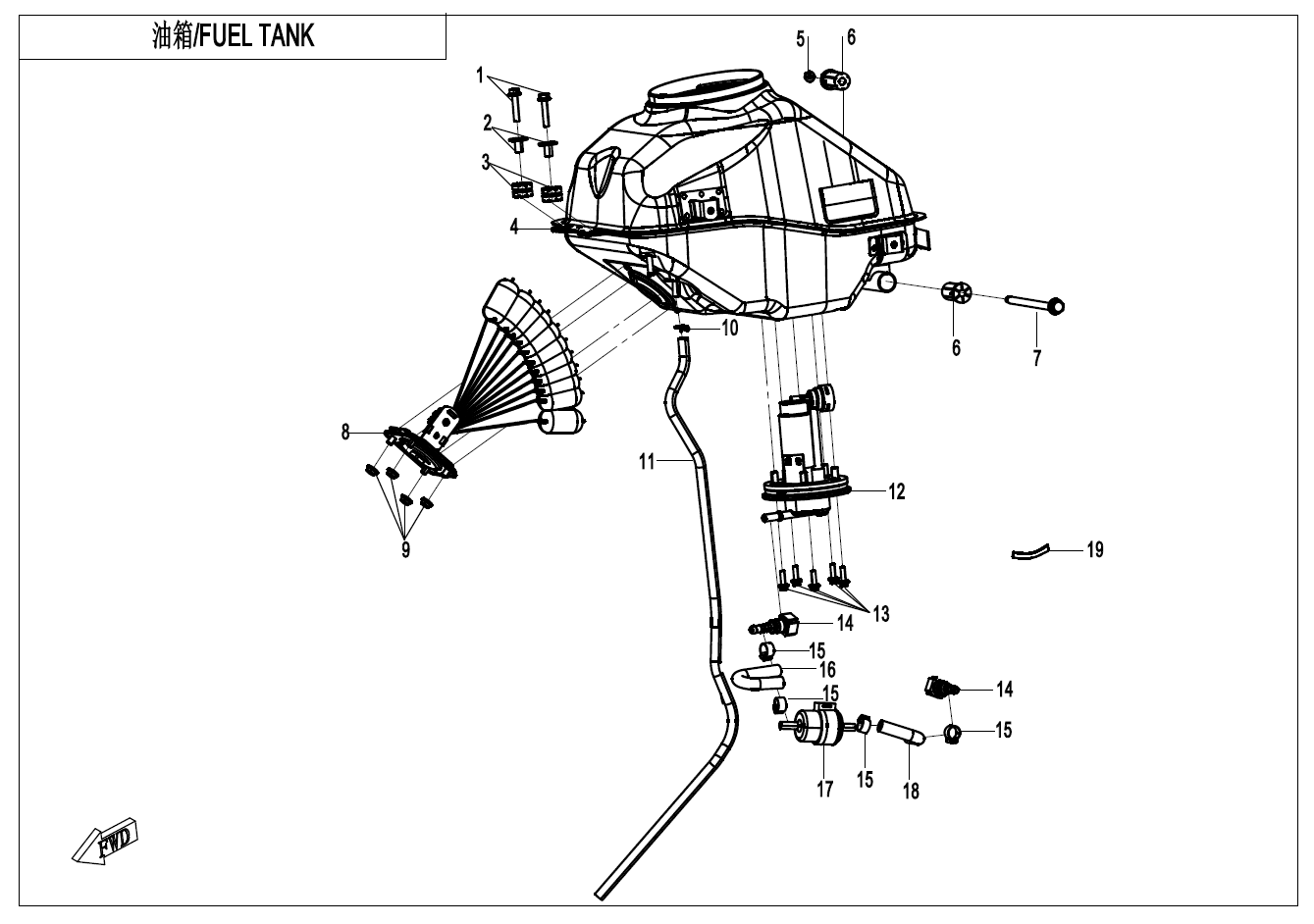 2025 春风 SR 250SR-S 冠军版纪念版 油箱 FUEL TANK exploded diagram