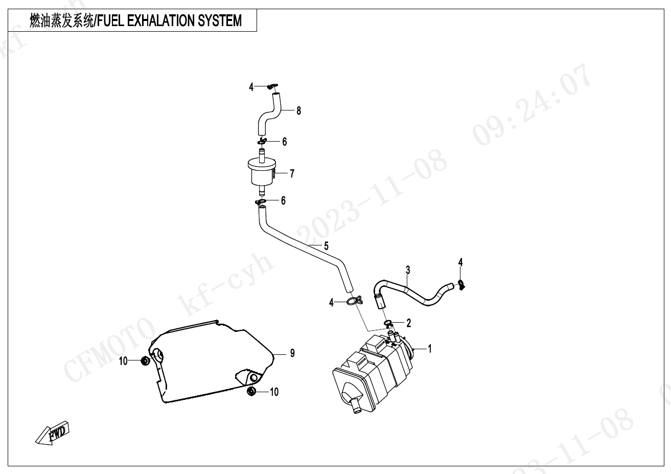 2025 春风 SR 250SR-S 冠军版纪念版 燃油蒸发系统 FUEL VAPORIZATION SYSTEM exploded diagram
