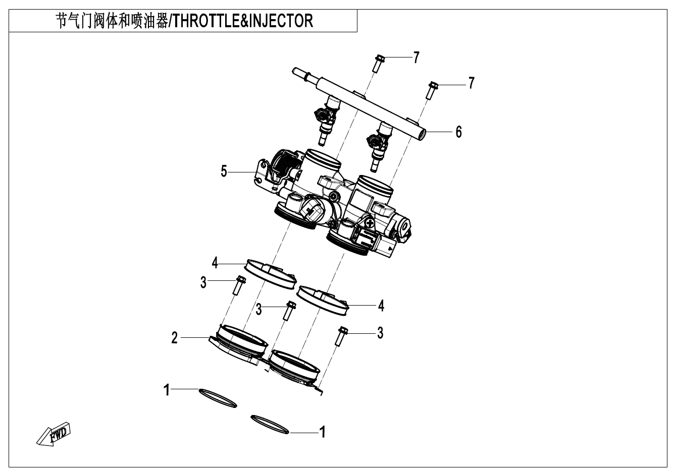 2024 春风 CL-C 450CLC 双座 节气门阀体和喷油器 THROTTLE&INJECTOR exploded diagram