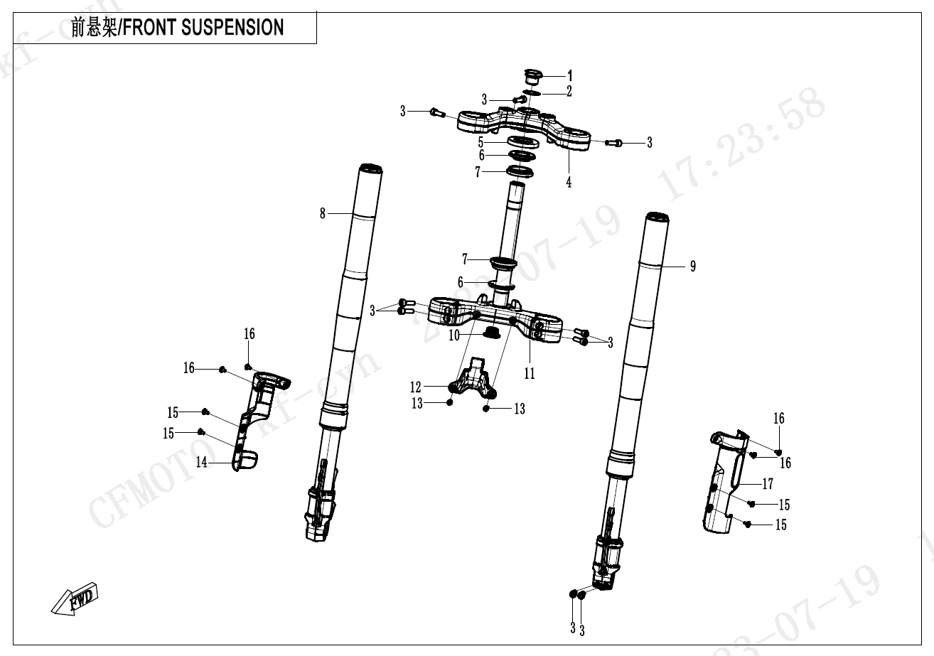 2024 春风 CL-C 450CLC 双座 前悬挂 FRONT SUSPENSION exploded diagram