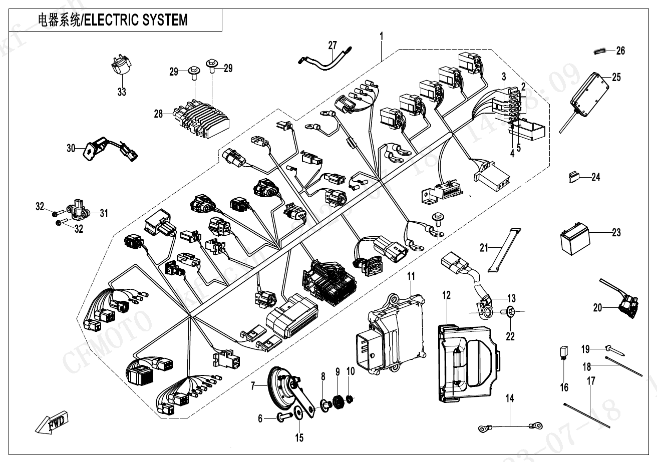 2024 春风 CL-C 450CLC 双座 电器系统 ELECTRIC SYSTEM exploded diagram