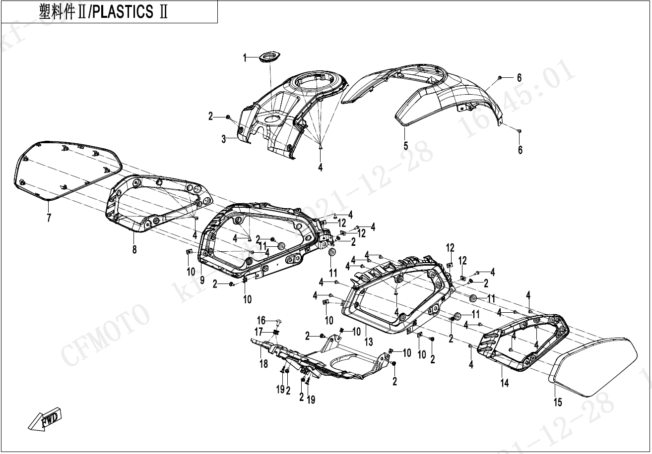 2023 CF MOTO 250CL-X PLASTICS Ⅱ exploded diagram