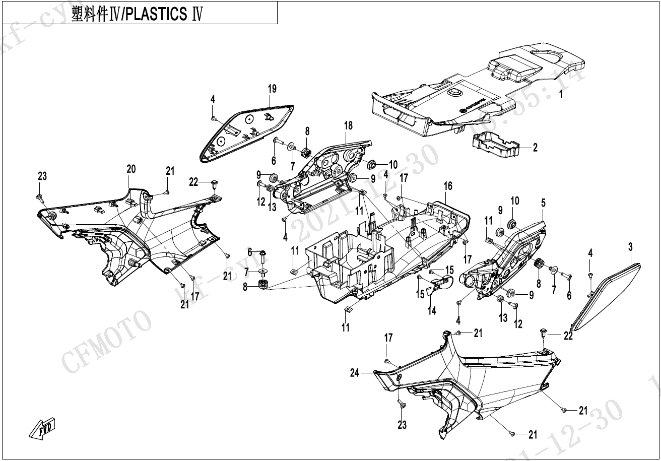 2023 CF MOTO 250CL-X PLASTICS Ⅳ exploded diagram