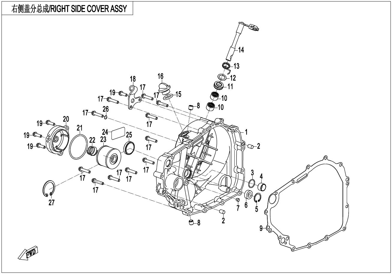 2023 CF MOTO 250NK (N1) RIGHT SIDE COVER (CABLE VERSION)