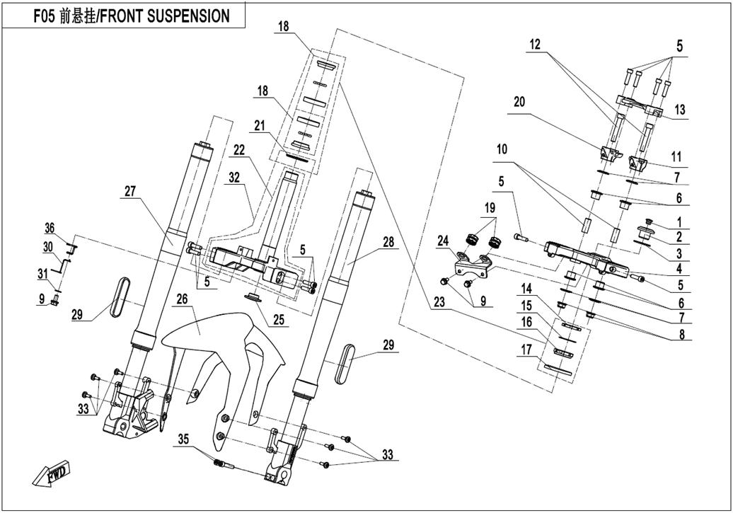 2023 CF MOTO 250NK (N1) FRONT SUSPENSION