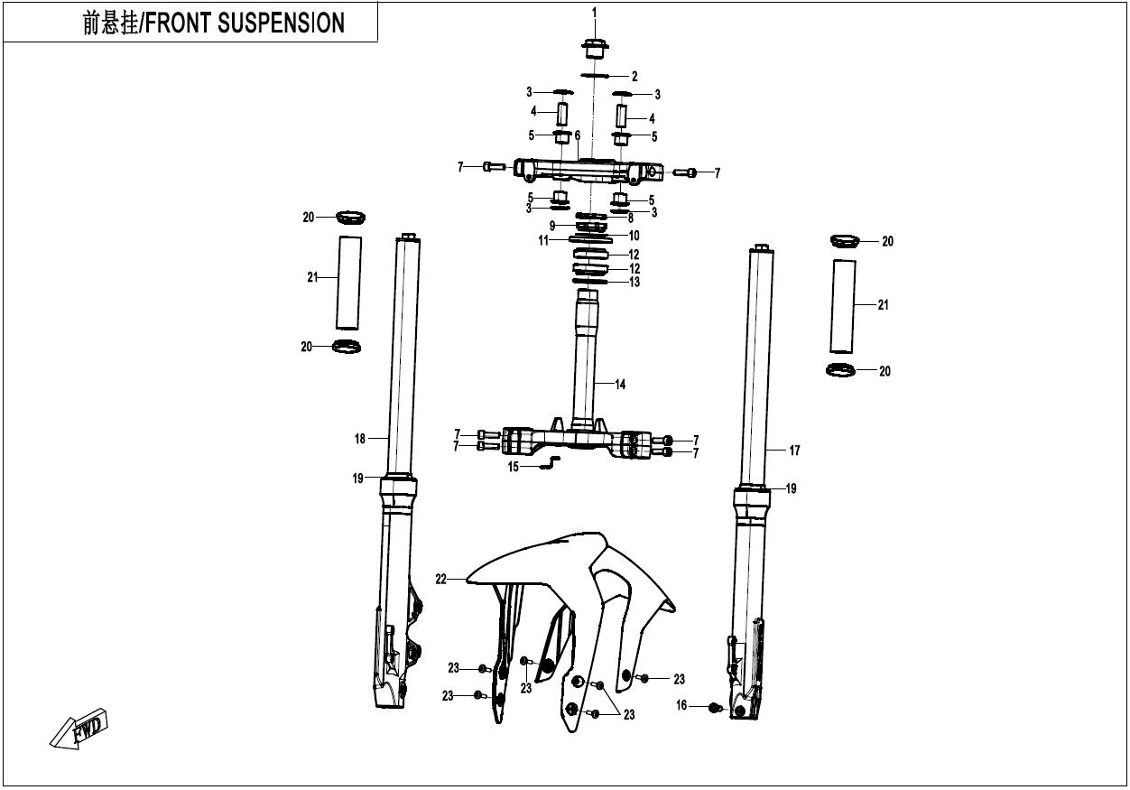 2025 CF MOTO 250NK LITE FRONT SUSPENSION