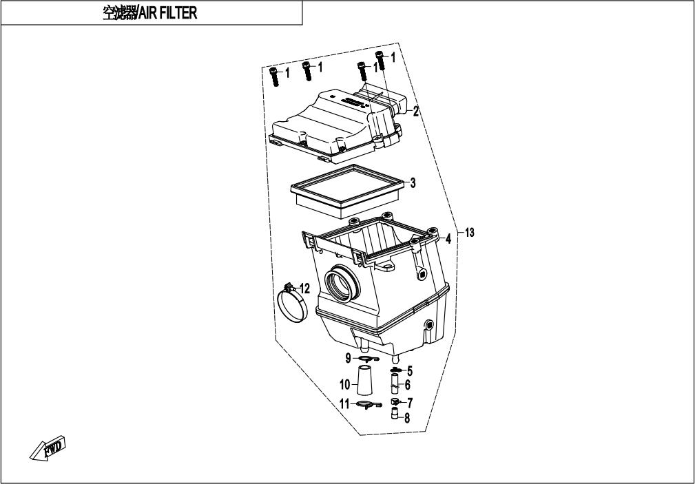 2020 CF MOTO 250SR 空滤器   AIR FILTER exploded diagram