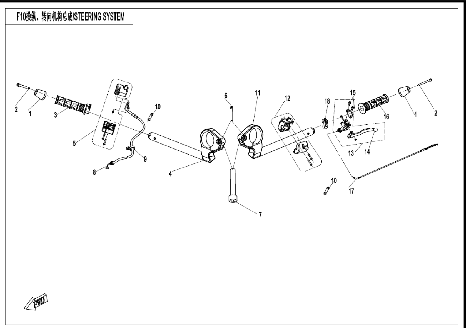 2022 CF MOTO 250SR 转向系统     STEERING SYSTEM exploded diagram