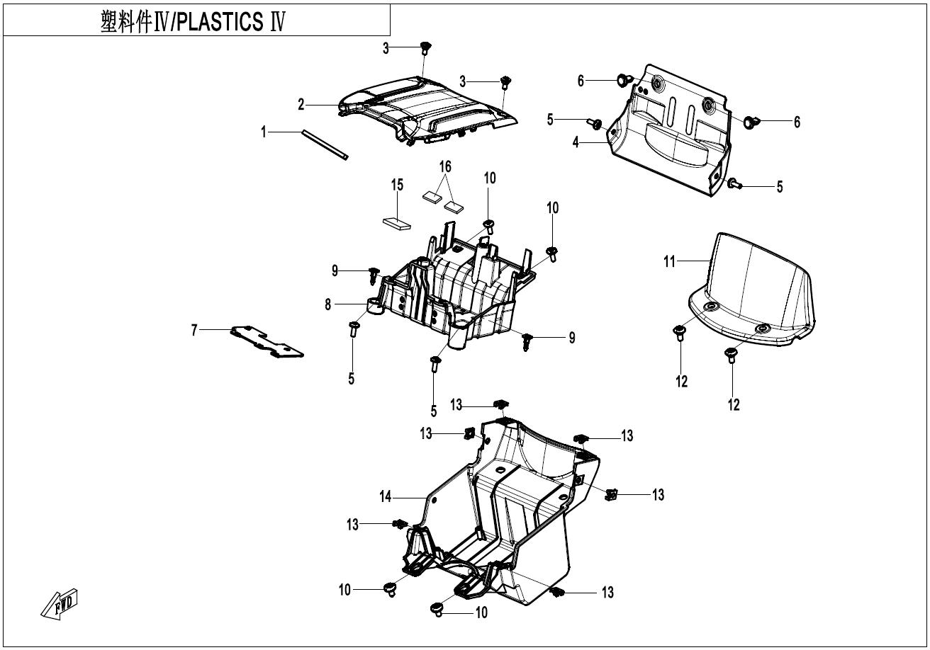 2024 CF MOTO 450CLC PLASTICS 4 exploded diagram